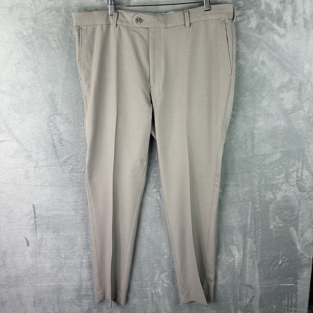 Peter Millar Dress Pants Men's 36x32 Beige Wool Blend Flat Front Career